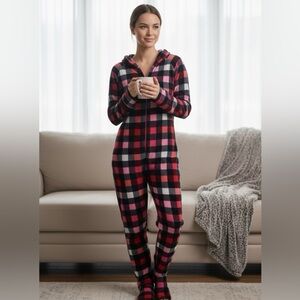 Jenni Red and Black Plaid Hooded Onesie